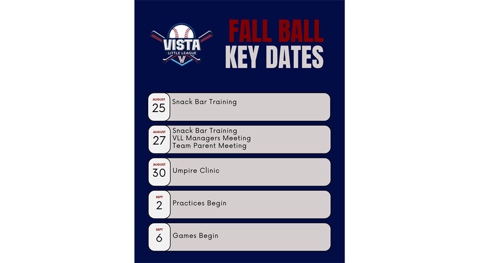 Fall Ball Key Dates